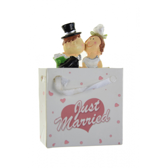 Figura esküvői pár poly tasakban fehér/fekete