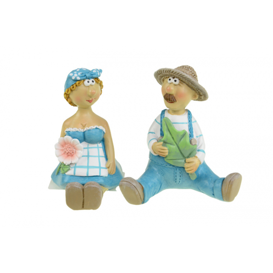 Figura farmer fiú/lány poly  8*5*8.5cm ülő kék