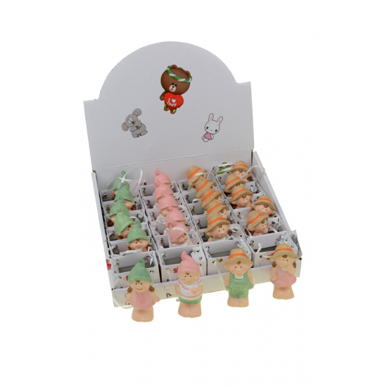 Figura fiú/lány kerámia kalapos 3.7*3.6*8.2cm többféle