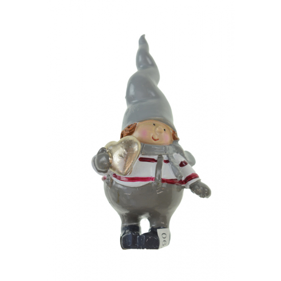 Figura fiú poly álló 4,2*3,2*8,1cm szívvel szürke