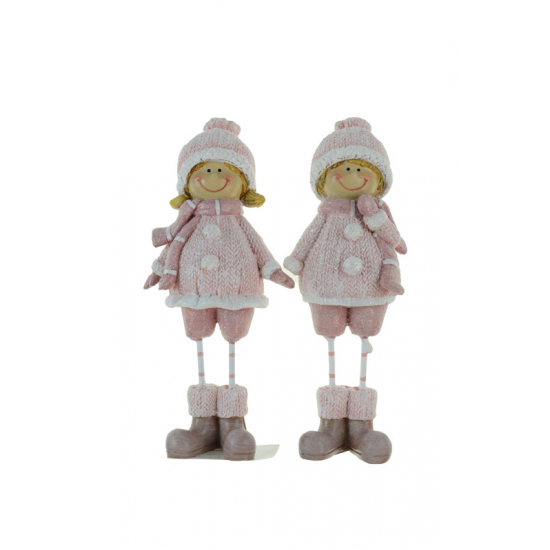 Figura fiú/lány poly álló 5,5*4*15cm rózsaszín