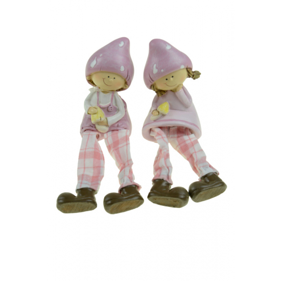 Figura fiú/lány poly lógólábú 5*5*9,5cm gombasapkás lila