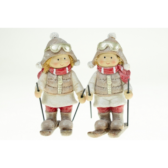 Figura fiú/lány poly 12cm sielő 2féle barna