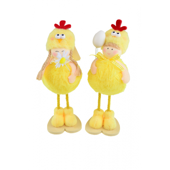 Figura fiú/lány poly 22cm csibejelmezes sárga