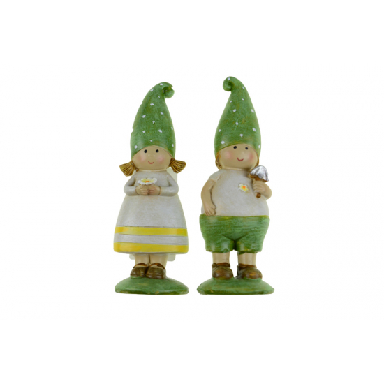 Figura fiú/lány poly 3.8*3.8*11.5cm pöttyös sapiban zöld