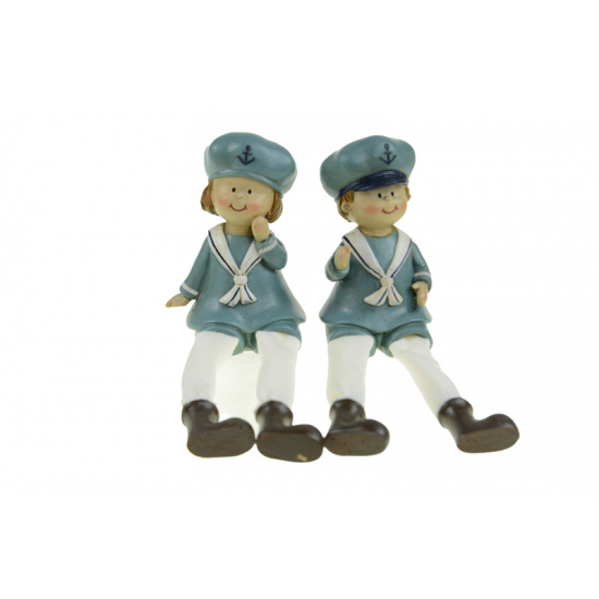 Figura fiú/lány poly lógólábú 6*5*17cm matróz ruhában kék