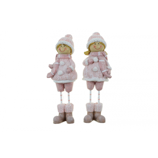 Figura fiú/lány poly/textil 4*3*11.5 rózsaszín
