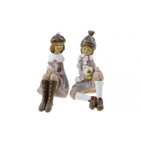 Figura fiú/lány poly/textil 8.5*6*10.5 rózsaszín