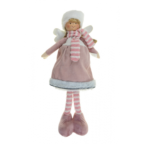 Figura fiú/lány textil álló 20x13x48cm rózsaszín