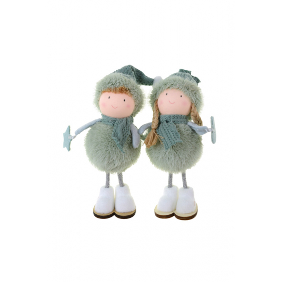Figura fiú/lány textil álló 16cm zöld