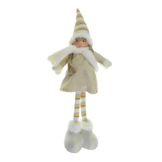 Figura fiú/lány textil álló 16*9*50cm csíkos barna/fehér