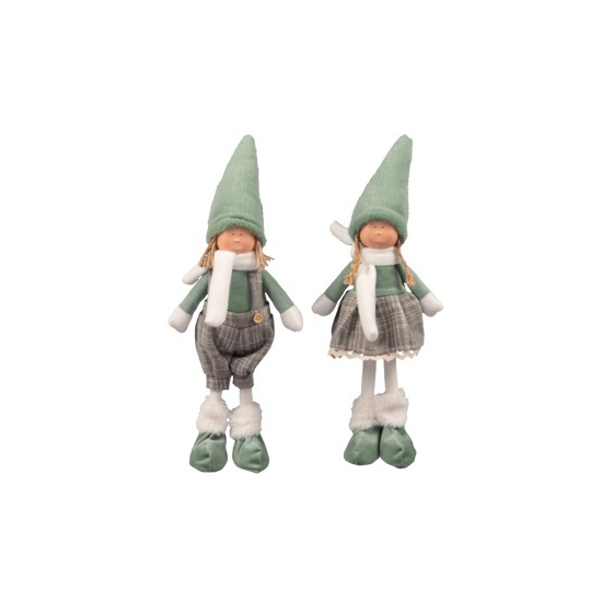 Figura fiú/lány textil 40cm 2féle zöld