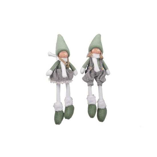 Figura fiú/lány textil 45cm 2féle zöld