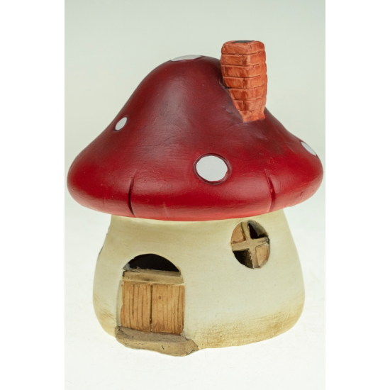 Figura gombaház terrakotta 13.6*13.4*15.7cm LED-es piros