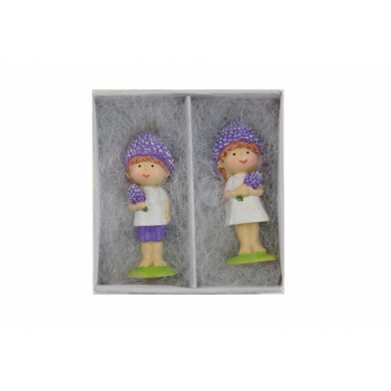 Figura gyerekek poly levendulás 2,1*1,9*5,9cm s/2 lila/fehér