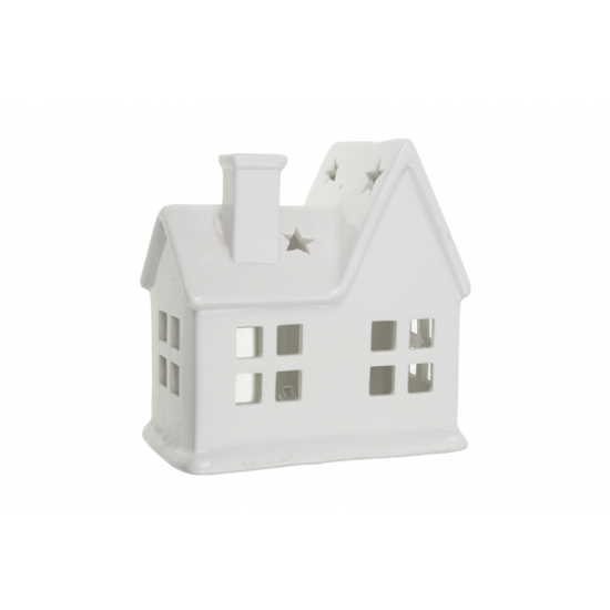 Figura ház kerámia 16*7.5*14.3cm LEDes fehér