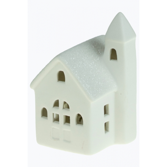 Figura ház porcelán 6.5*6.4*10cm LED-es fehér