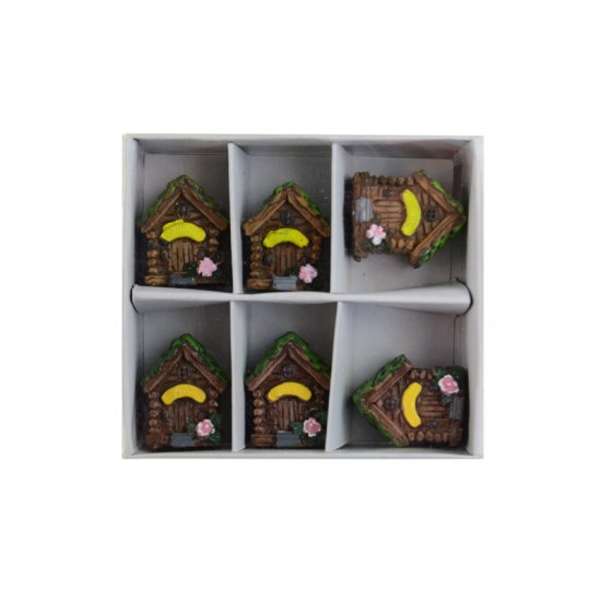 Figura házikó poly 3,3cm s/6 barna
