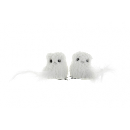 Figura hóbagoly textil csipeszes 6cm 2féle fehér