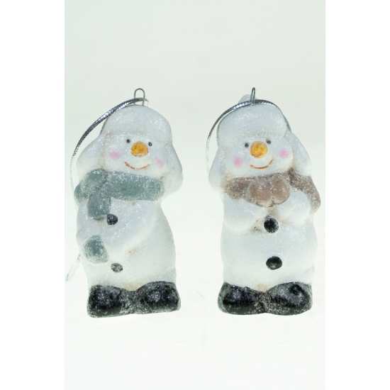 Figura hóember terrakotta 6,8cm 2féle akasztós fehér