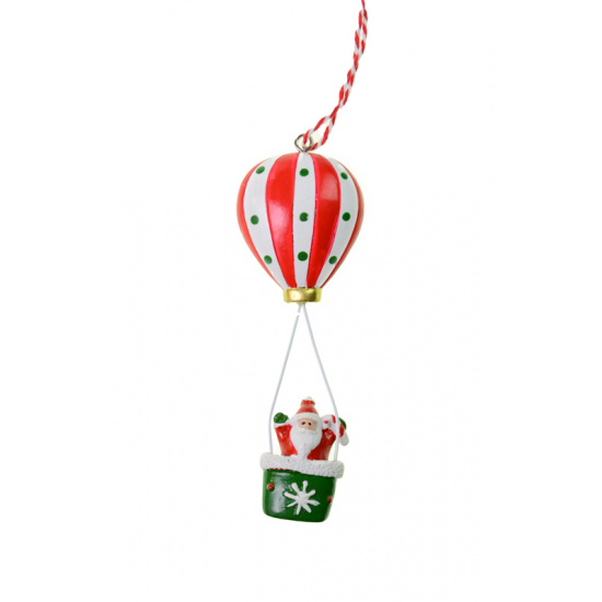 Figura hőlégballon poly 11,4cm mikulással fehér/piros