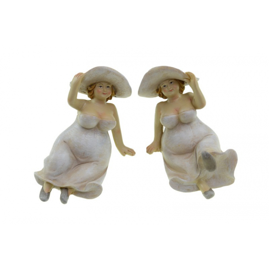 Figura hölgy poly fekvő 11cm 2féle krém