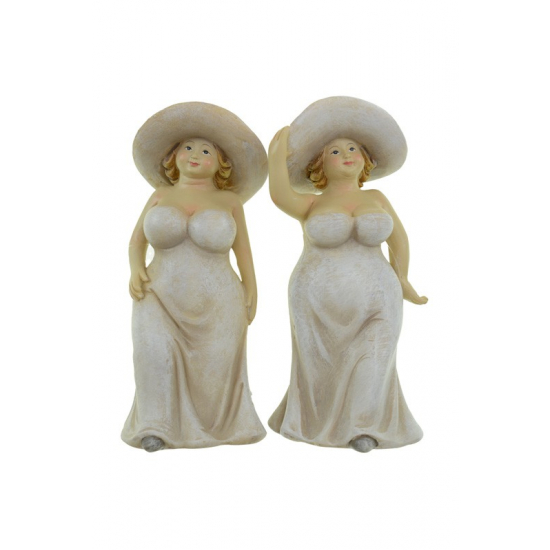 Figura hölgy poly 13,5cm 2féle krém