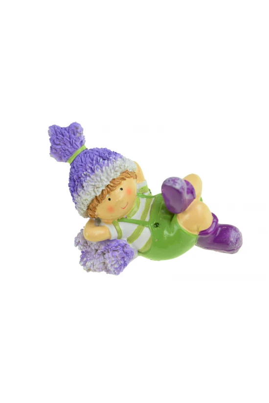 Figura kisfiúpoly 10,3*7,1cm fekvő levendulával