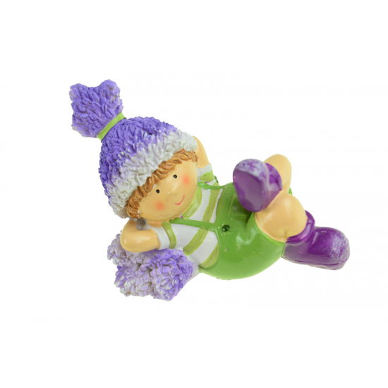 Figura kisfiúpoly 10,3*7,1cm fekvő levendulával