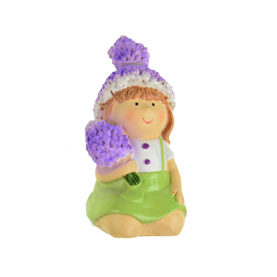 Figura kislány poly 10,4cm levendulával