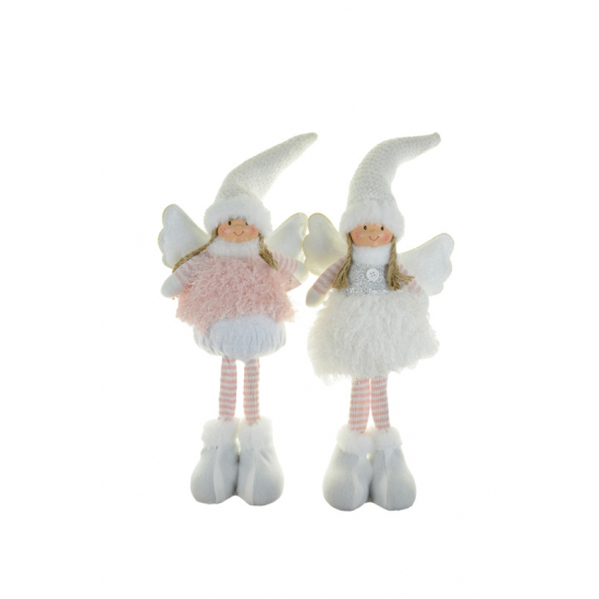 Figura kislány textil álló 22*18*52cm rózsaszín