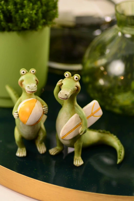 Figura krokodil poly 12*4*10.5cm 2féle zöld