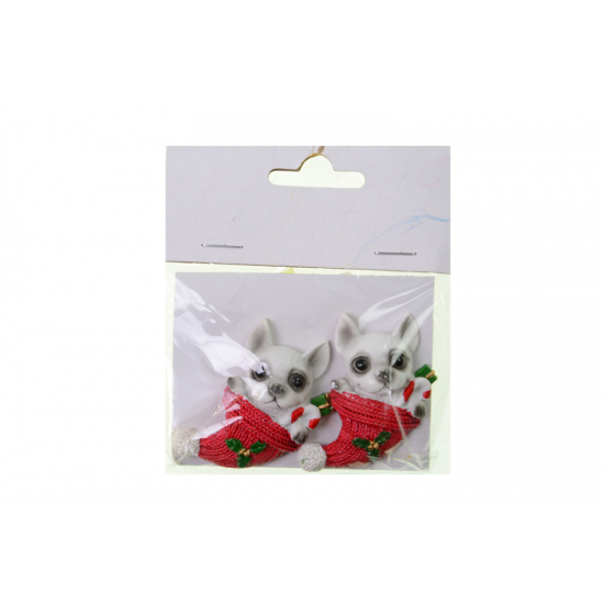 Figura kutya poly sapiban 4,8cm s/2 fehér