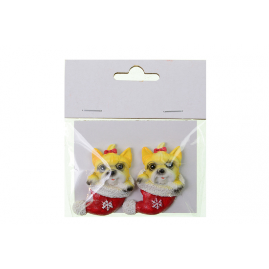 Figura kutya poly sapiban 4,8cm s/2 sárga
