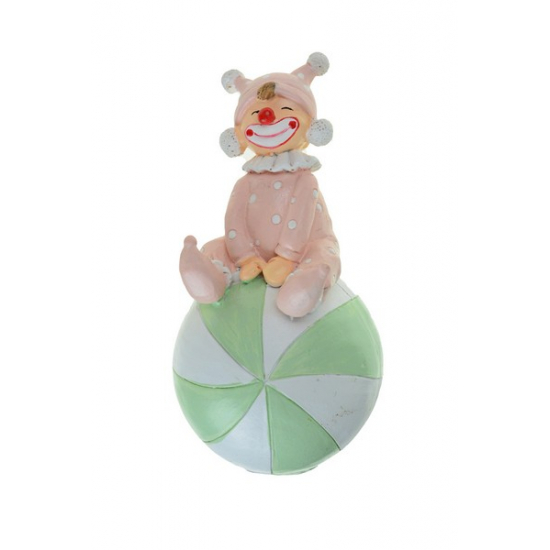 Figura labdás bohóc poly 8.5*9*16.5cm rózsaszín