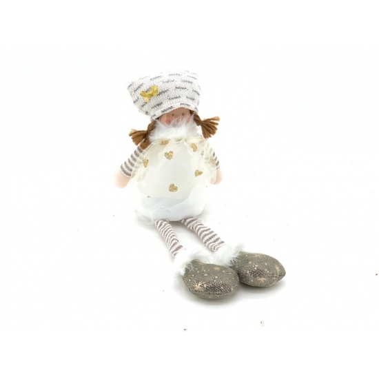 Figura lány lógólábú 38CM fehér