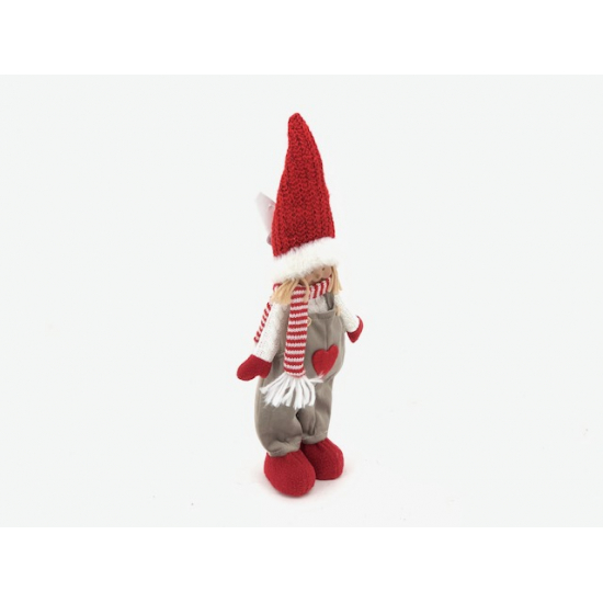 Figura lány álló 40CM szives nadrágban piros/natúr