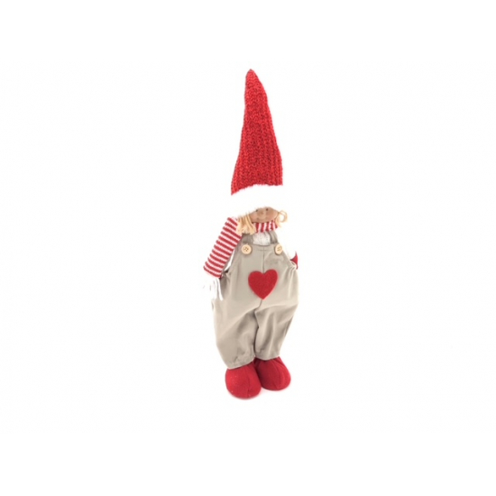 Figura lány álló 51CM szives nadrágban piros/natúr