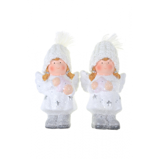 Figura lány kerámia álló 8*5,7*14cm fehér