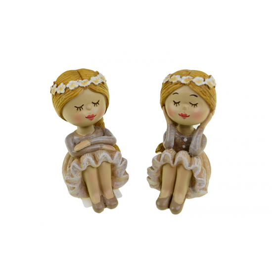Figura lány poly 3.5*5*7cm ülő 2féle barna