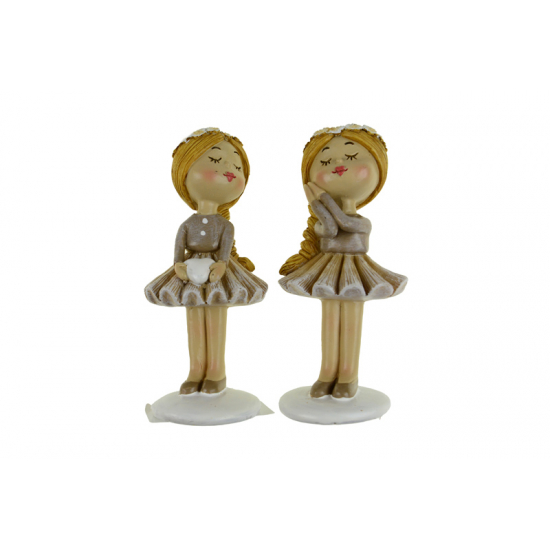 Figura lány poly 5*5*11cm ruhában 2féle barna