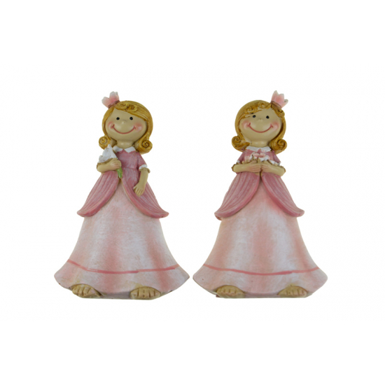 Figura lány poly 7*4*11cm hercegnő ruhában rózsaszín