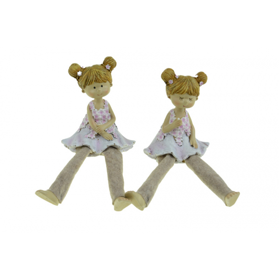 Figura lány poly lógólábú 7*5*16cm 2féle rózsaszín