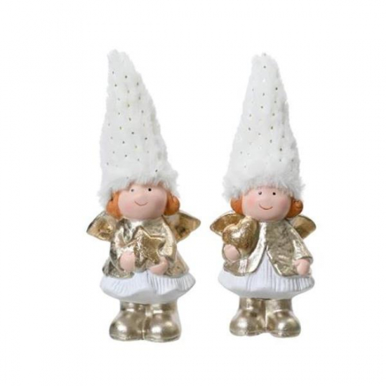 Figura lány terrakotta 21cm  fehér/arany