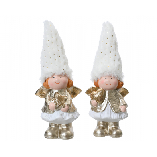 Figura lány terrakotta 21cm  fehér/arany