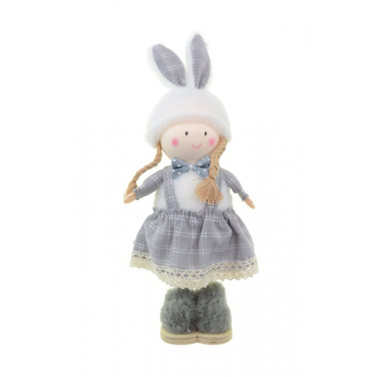 Figura lány textil 22cm szürke