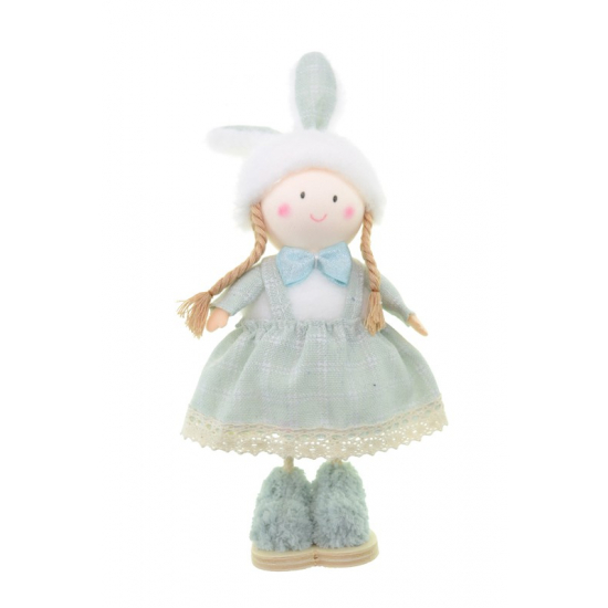 Figura lány textil 22cm zöld
