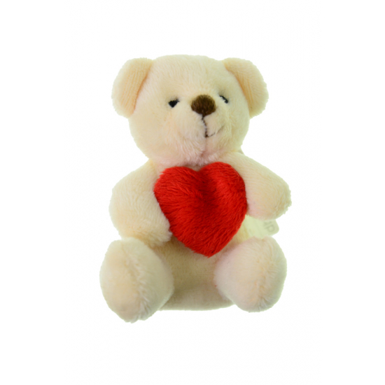 Figura maci plüss szívvel 8cm fehér