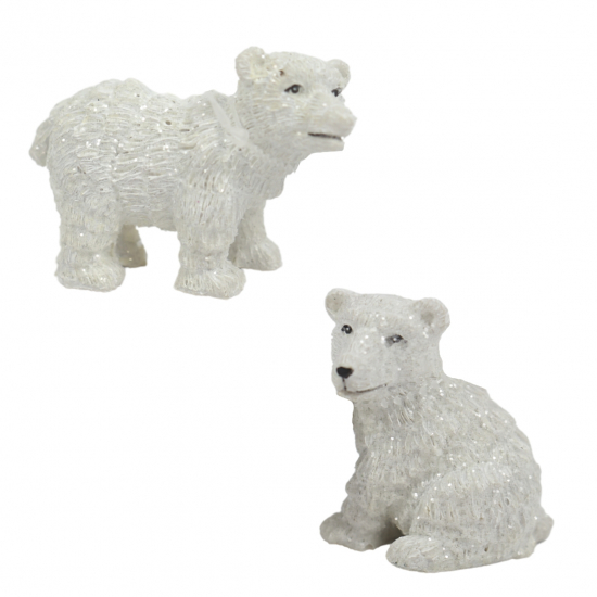 Figura maci poly csillógós 8cm 2féle fehér