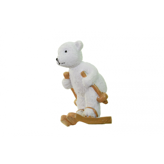 Figura maci poly síelő 6,9cm fehér